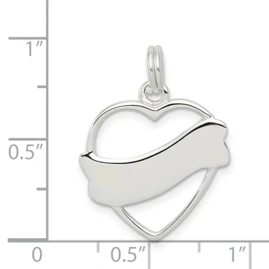 Sterling Silver Heart Charm Engraveable Love Jewelry 21mm x 21mm {4}