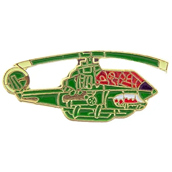 AH-1G Cobra Helicopter Pin Green & Red 1 1/2" {1}