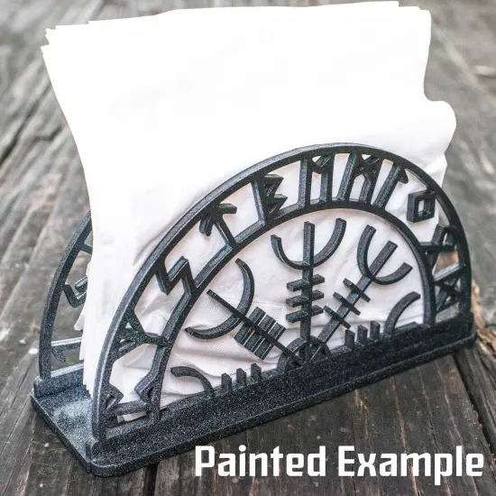 Napkin Holder - Aegishjalmur - Raw Wood Viking Craft {4}