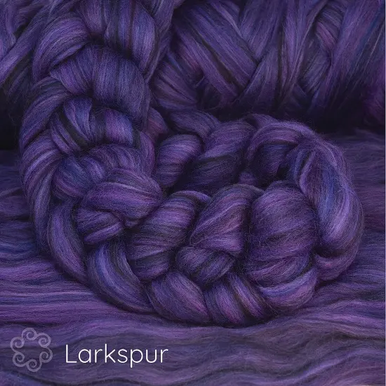 100% Superfine Merino Fiber: Winner's Circle. Soft Combed Top Roving Color Blend for Spinning, Felting, Weaving Larkspur {3}