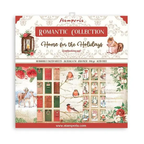 Stamperia Romantic Collection: Home For The Holidays 8x8 Paper Pack {1}