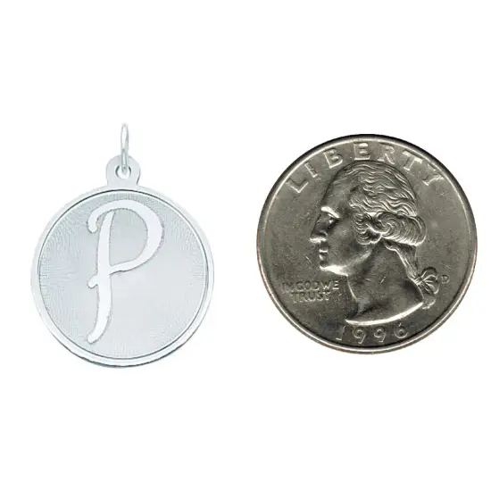 Sterling Silver Brocaded Initial Capital P Charm Jewerly 27mm x 20mm {2}