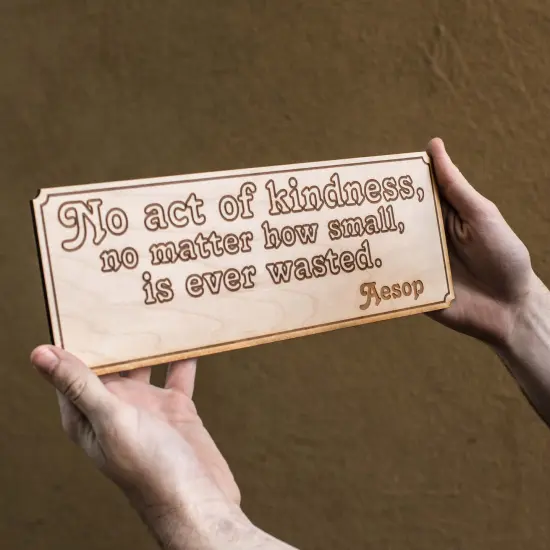 No Act Of Kindness Wall Plaque - Raw Wood 12x4in {2}