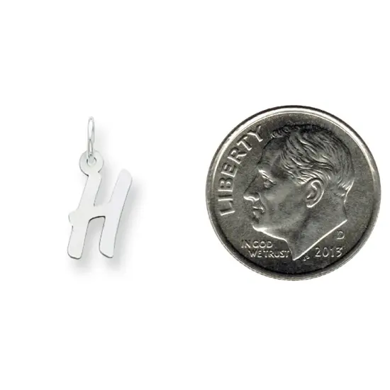 Sterling Silver Small Initial Letter H Charm Pendant Jewerly 19mm x 8mm {2}