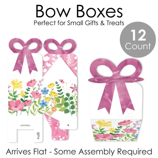 Big Dot of Happiness Wildflowers - Square Favor Gift Boxes - Boho Floral Party Bow Boxes - Set of 12 {7}