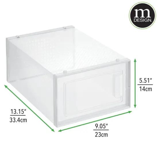 mDesign Plastic Stackable Closet Shoe Storage Box, Side Opening {3}