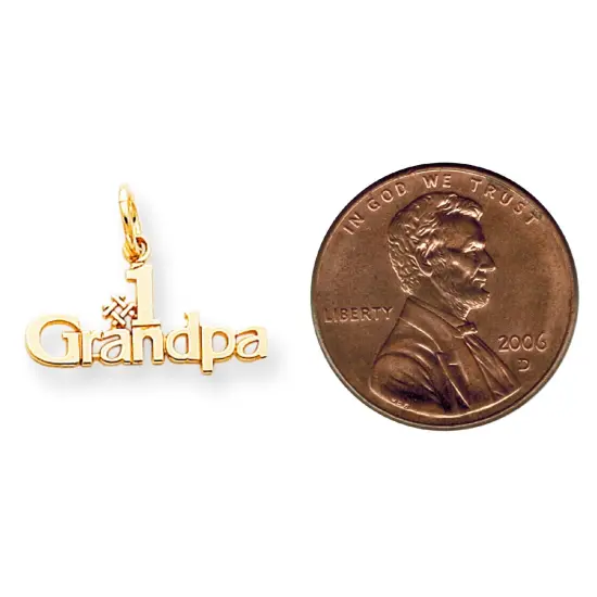 10K Yellow Gold #1 Grandpa Charm Grandfather Pendant Jewerly 15mm x 21mm {2}
