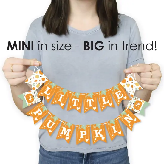 Big Dot of Happiness Little Pumpkin - Fall Birthday Party or Baby Shower Mini Pennant Banner {4}