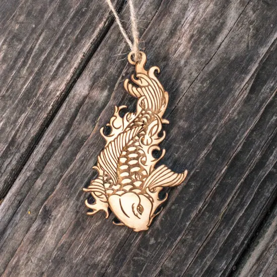 Ornament - Koi - Raw Wood 2x4in {3}