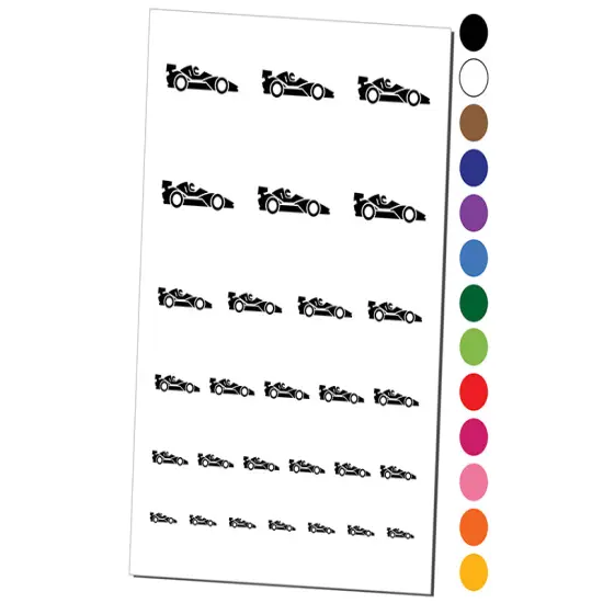 Racing Car Racecar Vehicle Automobile Temporary Tattoo Water Resistant Fake Body Art Set Collection White {1}