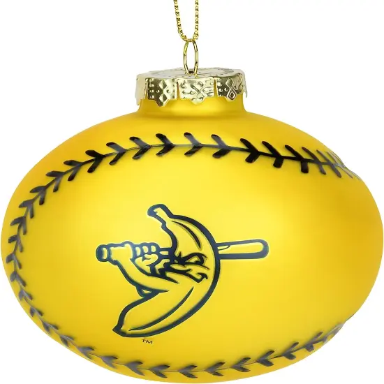 Tree Buddees x Savannah Bananas Yellow Banana Ball Baseball Shaped Glass Christmas Ornament (Banana Ball) {2}