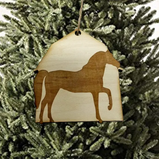 Ornament - Horse and Barn - Raw wood ornament {2}