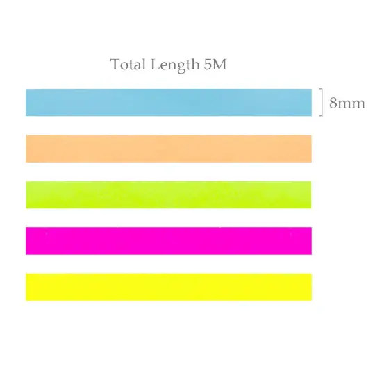 Wrapables Transparent Fluorescent Neon Removable Highlighter Tape 8mm x 5M (Set of 5) {2}