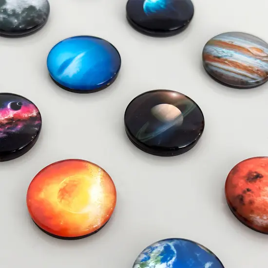Wrapables Crystal Glass Magnets, Refrigerator Magnets for Office Whiteboards, Cabinets, Lockers (Set of 12) Planets {3}