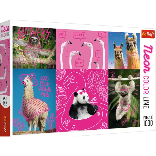1000 Piece Jigsaw Puzzles, Crazy Animals, Silly Animals, Panda, Llama, Sloth, Flamingo, Adult Puzzles, Trefl 10594 {1}