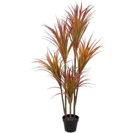 Northlight Real Touch&trade;️ Green and Red Artificial Dracaena Potted Plant - 54" {1}