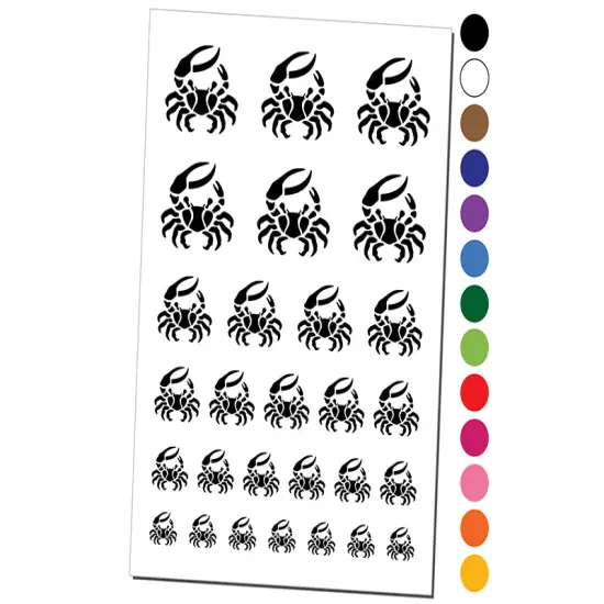 Fiddler Crab Crustacean with Large Claw Temporary Tattoo Water Resistant Fake Body Art Set Collection White {1}