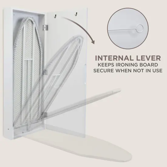 Ivation Foldable Ironing Board Cabinet Wall-Mount W/Full Mirror Doo {4}