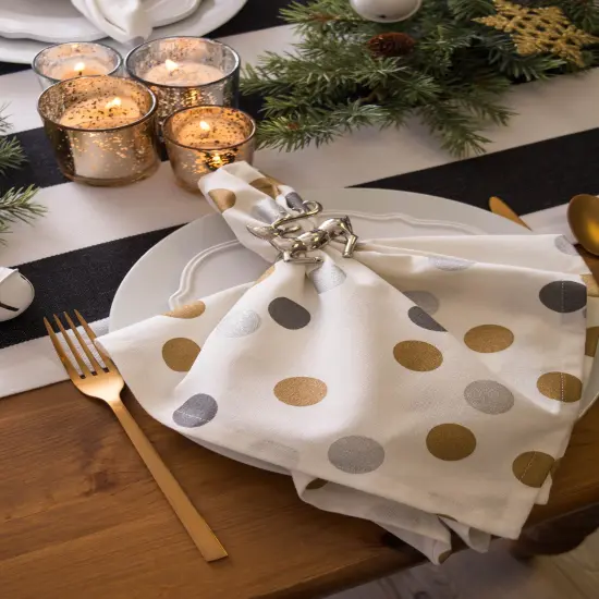 DII Reversible Polka Dot Table Runner 72 Gold Metallic {2}