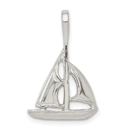 Sterling Silver Sailboat Charm Pendant Sailing Jewelry 25mm x 16mm {1}