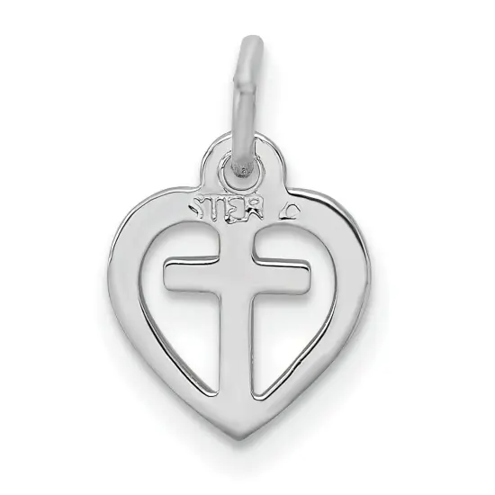 Sterling Silver & Vermeil with Heart Cross Charm Jewerly 15mm x 10mm {3}