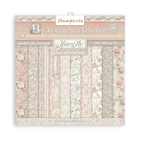 Stamperia You and Me Background 8x8 Paper Pack {1}