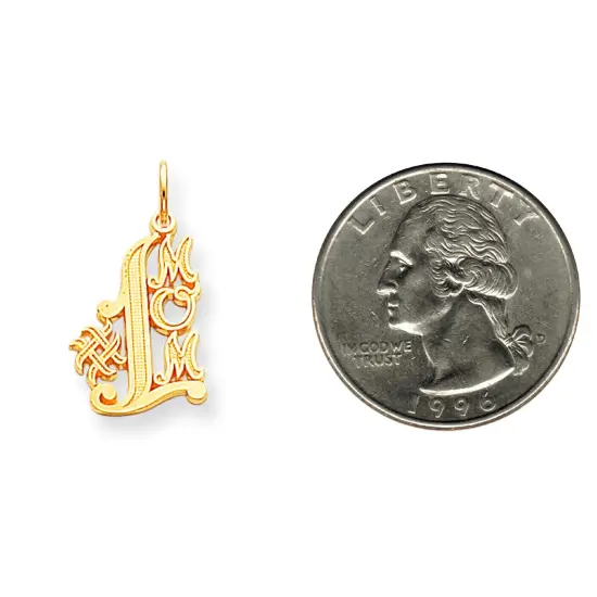 10K Yellow Gold #1 Mom Charm Mother Jewelry FindingKing 25 X 13mm {2}