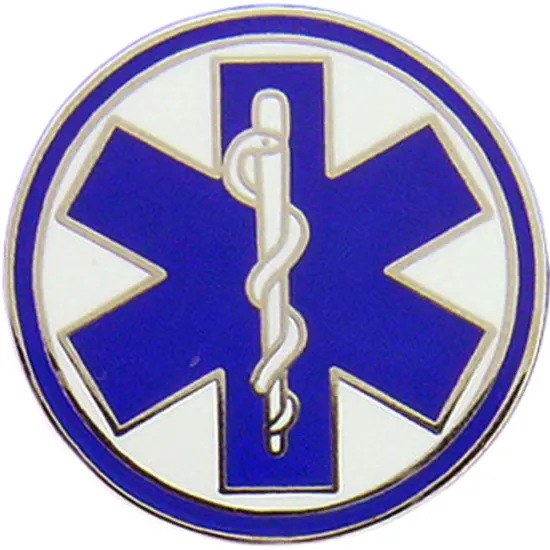 EMT Logo Pin Blue & White 1" {1}