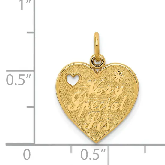 14K Gold Very Special Sis Heart Charm Sister Pendant {3}