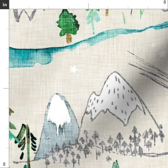 Various Fabrics by the Yard or Fat Quarter Map Kid'S Outdoors Woodland Mountains Woods River Forest Trees Custom Printed Fabric by Spoonflower {4}