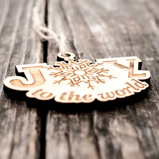 Ornament - Joy to the World - Raw Wood 2x4in {2}