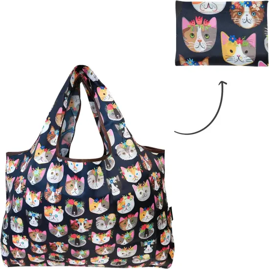 Wrapables Large Foldable Tote Nylon Reusable Grocery Bag, 3 Pack Summer Animals {5}