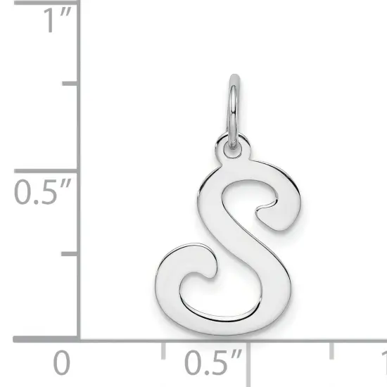 Sterling Silver Stamped Initial Letter S Charm Pendant Jewerly 20mm x 12mm {5}
