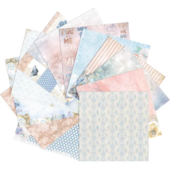 Wrapables 6x6 Decorative Single-Sided Scrapbook Paper for Arts & Crafts Projects, Scrapbooking, Card-Making Blue & Taupe {4}