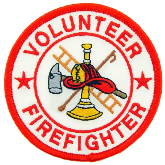 Volunteer Firefighter Patch Red & White 3" {1}