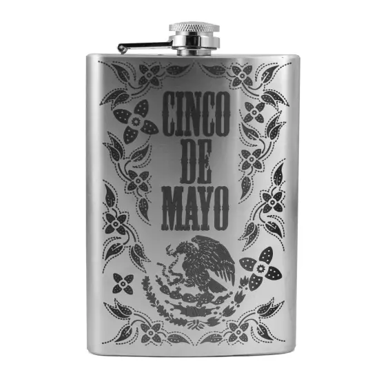 8oz Cinco De Mayo Stainless Steel Flask {1}