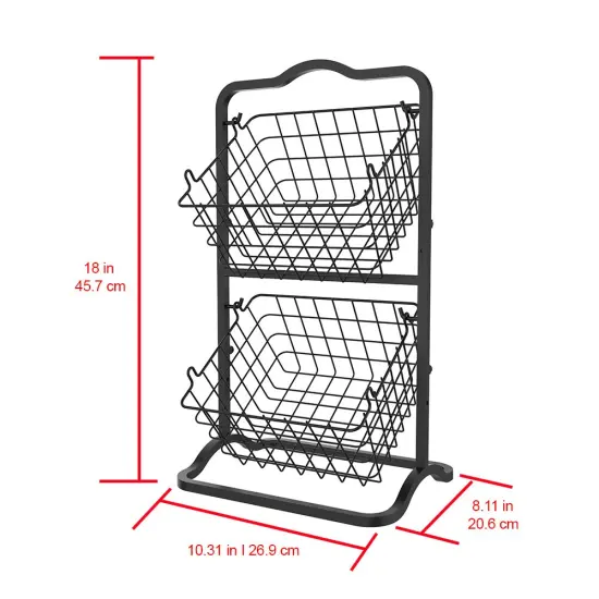 Oceanstar 2-Tier Storage Kitchen Wire Basket Stand, Black {4}