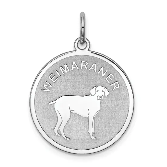 Sterling Silver Weimaraner Disc Charm Pendant Jewelry 26mm x 19mm {1}