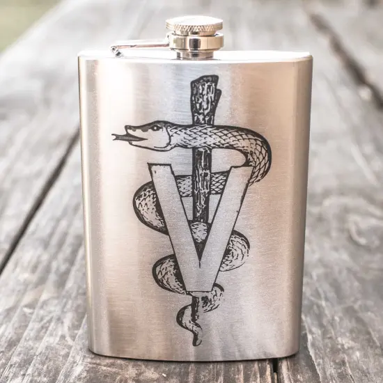 8oz Veterinarian Caduceus Stainless Steel Flask {2}