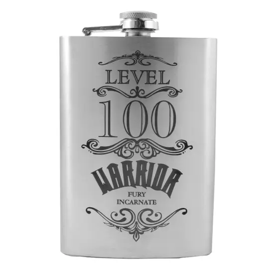 8oz wow level 100 warrior Stainless Steel Flask {1}