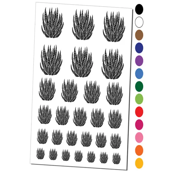 Zebra Haworthia Succulent Plant Temporary Tattoo Water Resistant Fake Body Art Set Collection Orange {1}