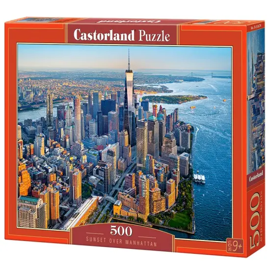 500 Piece Jigsaw Puzzle, Sunset over Manhattan, New York, NYC, cityscape puzzle, USA, Adult Puzzles, Castorland B-53674 {1}