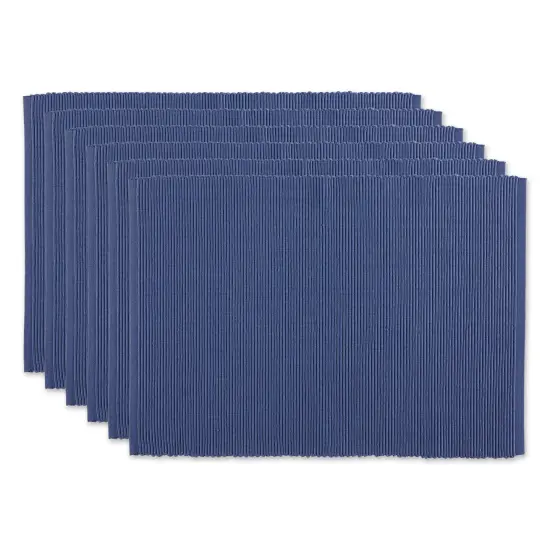 DII French Blue Ribbed Placemat Set/6 {1}