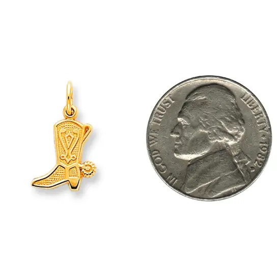 10K Yellow Gold Polished Cowboy Boot & Spur Charm Jewerly 20mm x 12mm {2}