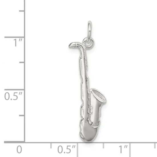 Sterling Silver Saxophone Charm Pendant Music Jewelry 27mm x 10mm {2}