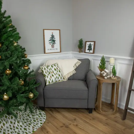 Northlight 48" Cream White and Green Forest Christmas Tree Skirt {1}