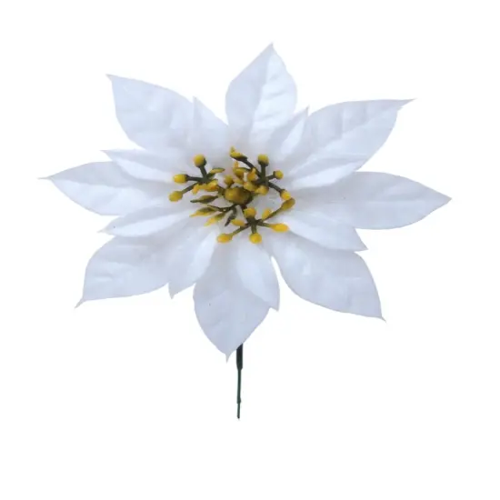 7" Christmas White Poinsettia Heads - 2 Pieces | Elegant Silk Floral Accents for Wreaths, Garlands, Centerpieces, and Holiday Decorations - 2024 Christmas Collection, Floral Home by Artificial Flowers {1}