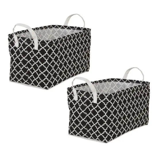 DII PE-Coated Cotton Polyester Laundry Bin Lattice Black Rectangle Large 10.5x17.5x10.5 (Set of 2) {1}