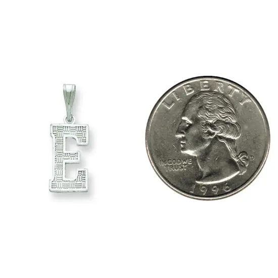 Sterling Silver Initial Letter E Charm Pendant Jewelry 25mm x 9mm {2}