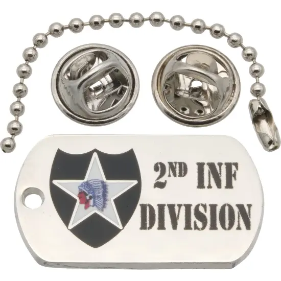 U.S. Army 2nd Infantry Division Dog Tag Style Pin 1" {1}